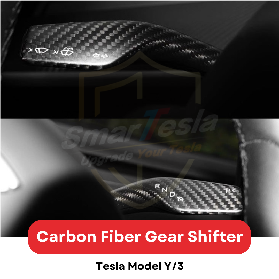 y gear Tesla Model 3 Model Y Lenkhebelabdeckung, Echtkarbonfaser-Schalthebela – SmarTesla Wholesale & Installation TESLA Accessories Workshop