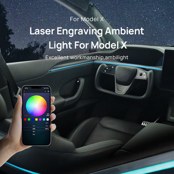 Tesla Model X Lasergravur Innenraumbeleuchtung