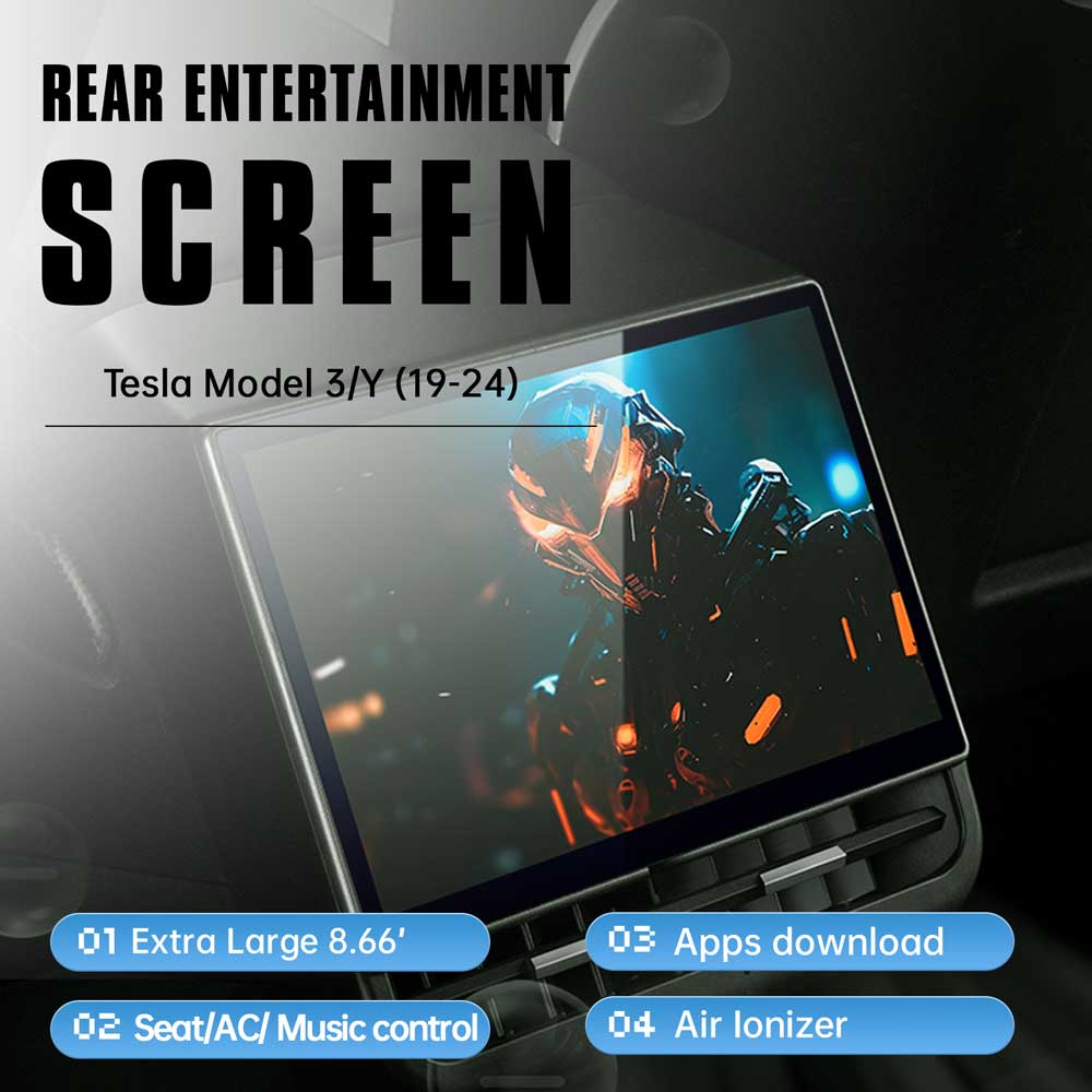 Model Y Back Screen Heads-Up Display & Entertainment Screen Display for Model 3 and Model Y ...