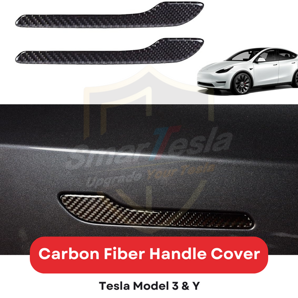 SMARTESLA Tesla Model 3/Y Real Carbon Fiber Handle Cover Trim (4 Pcs)