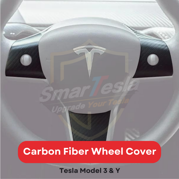 SMARTESLA Tesla Model 3/Y Real Carbon Fiber Steering Wheel Cover Accessory (Stick-On/Replacement Cover)