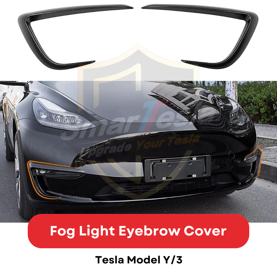 Tesla Model Y Model 3 Surrounding Front Fog Light Eyebrow Cover Carbon Fiber Roast 1 Pair