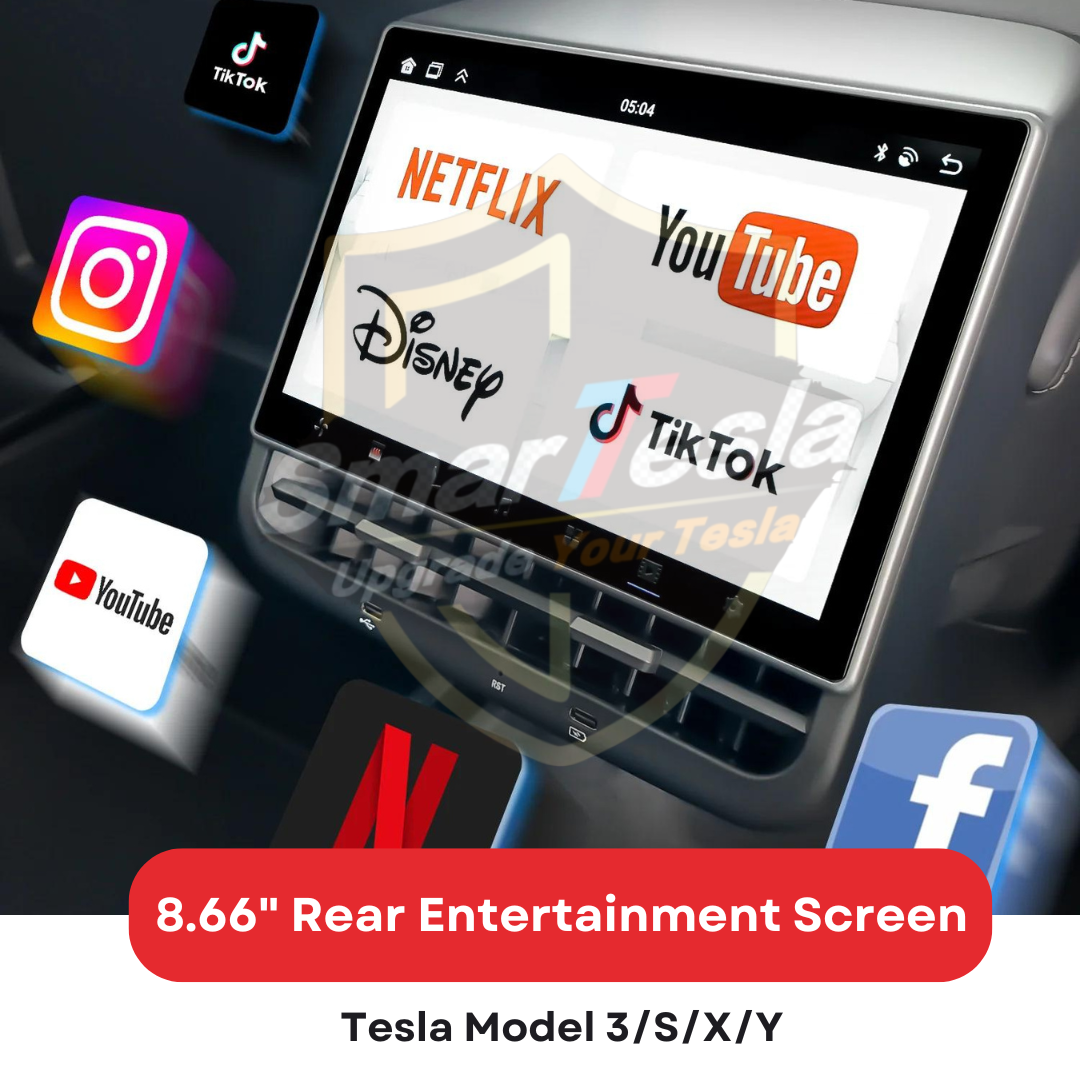 Tesla Rear Display Screen SMARTESLA Tesla Model Y/3 Rear Display New 8.66'' Rear Entertainment S ...