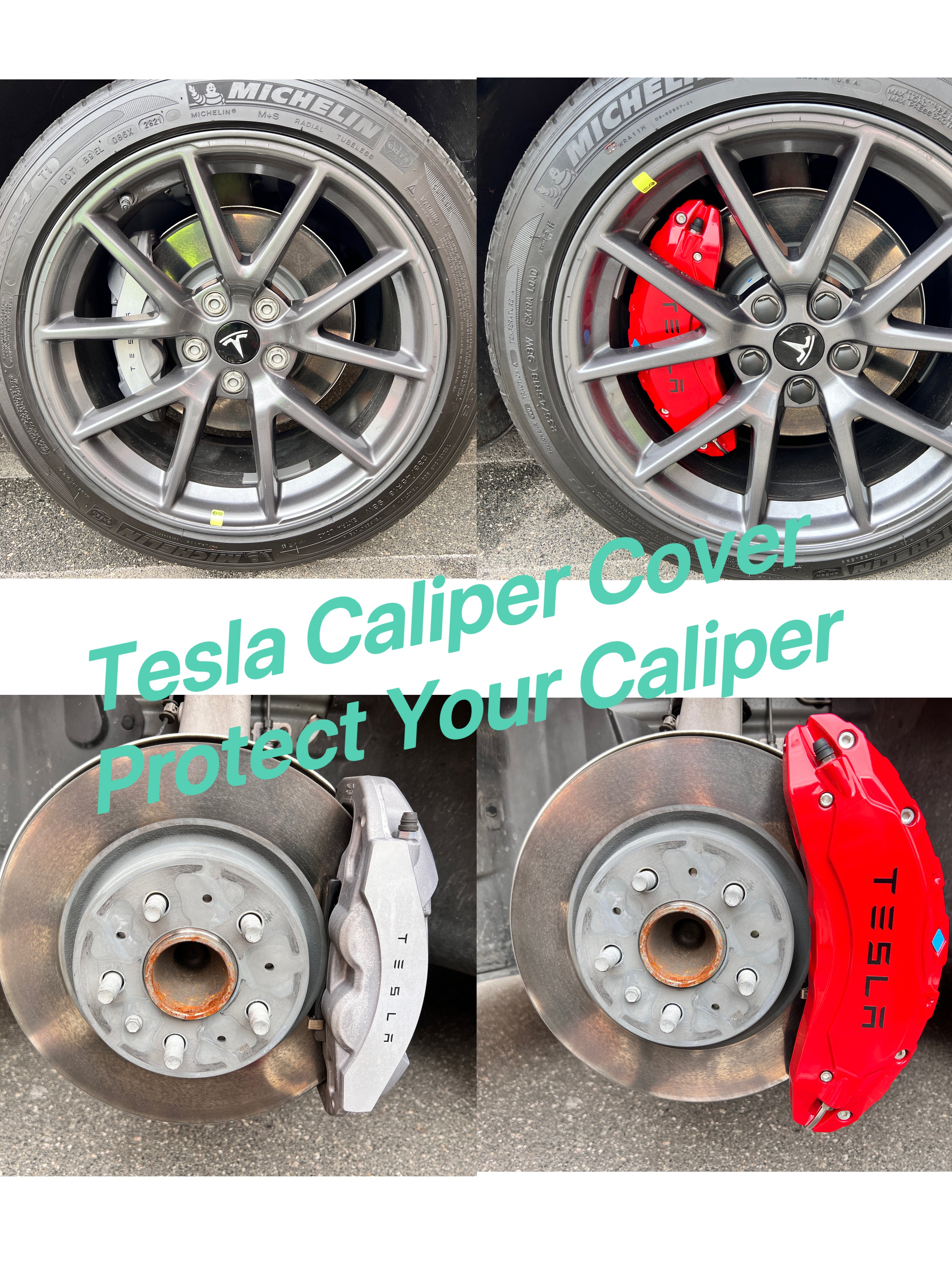 Tesla Model Y Model 3 Brake Caliper Cover With Tesla Letter Aviation Aluminum Alloy 4pcs