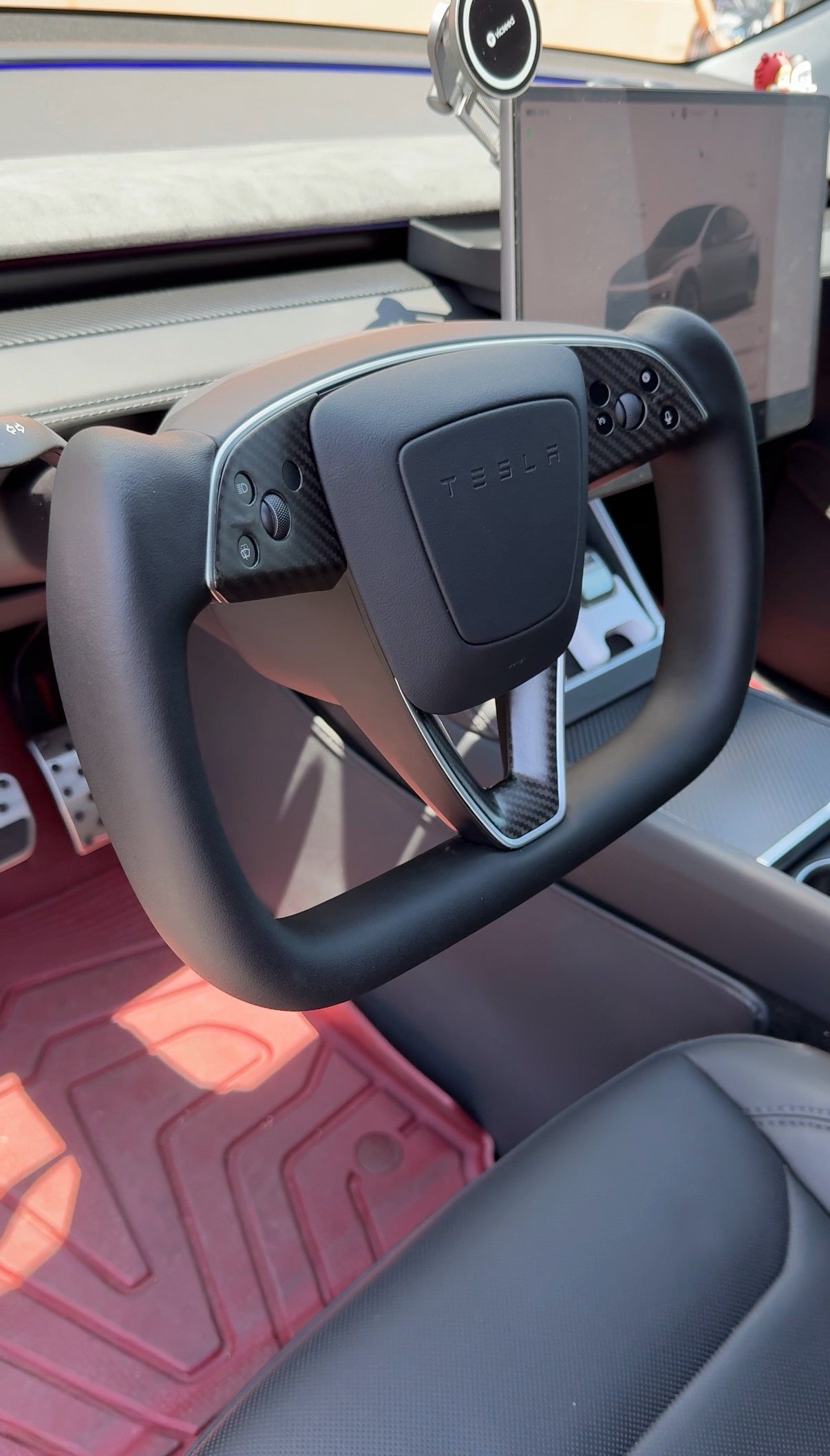 Tesla Model 3 Highland/ Model Y Juniper Nappa Leather Yoke Steering Wheel With Heating - Smartesla