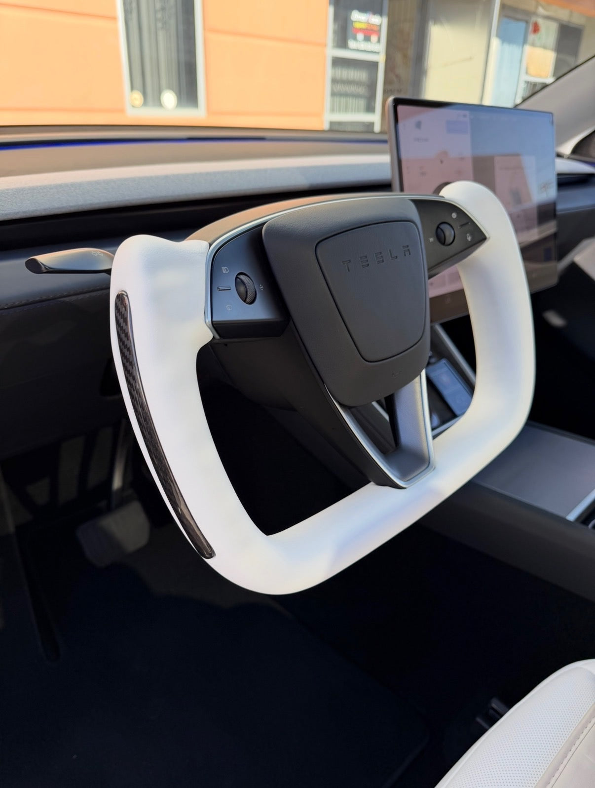 Tesla Model 3 Highland/ Model Y Juniper Nappa Leather Yoke Steering Wheel With Heating - Smartesla
