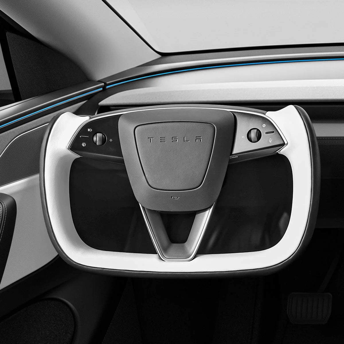 Tesla Model 3 Highland/ Model Y Juniper Nappa Leather Yoke Steering Wheel With Heating - Smartesla