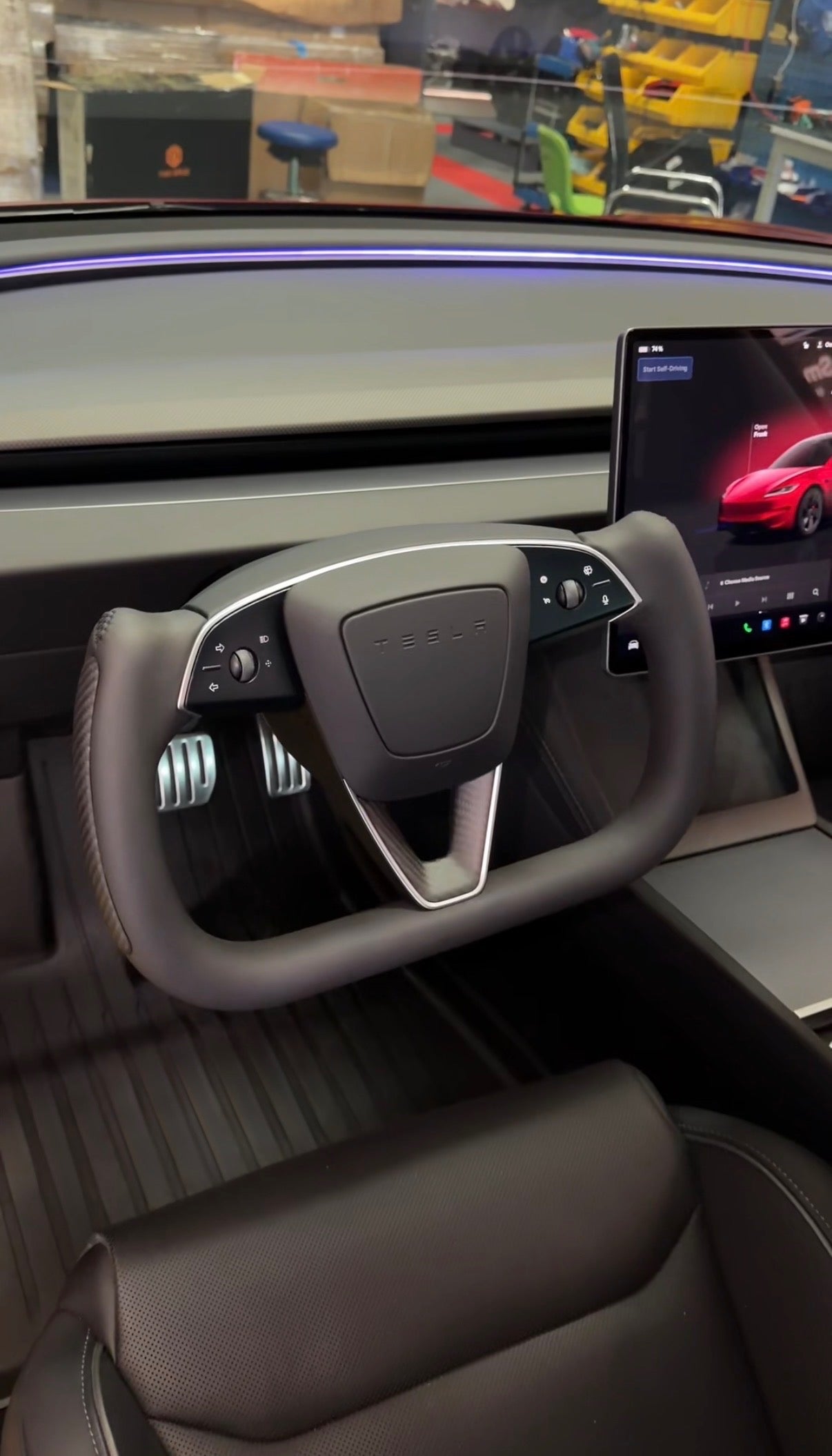 Tesla Model 3 Highland/ Model Y Juniper Nappa Leather Yoke Steering Wheel With Heating - Smartesla