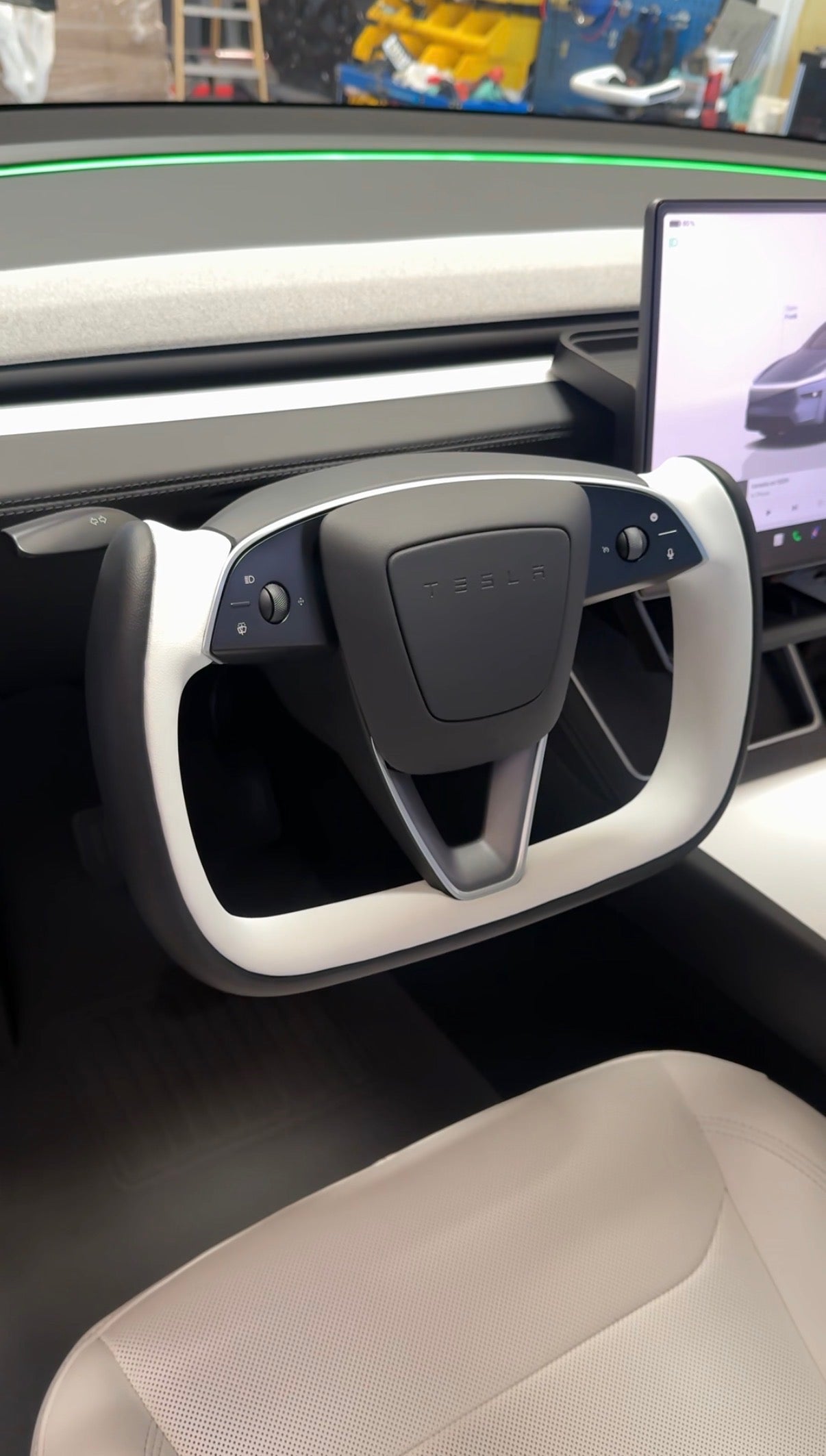 Tesla Model 3 Highland/ Model Y Juniper Nappa Leather Yoke Steering Wheel With Heating - Smartesla