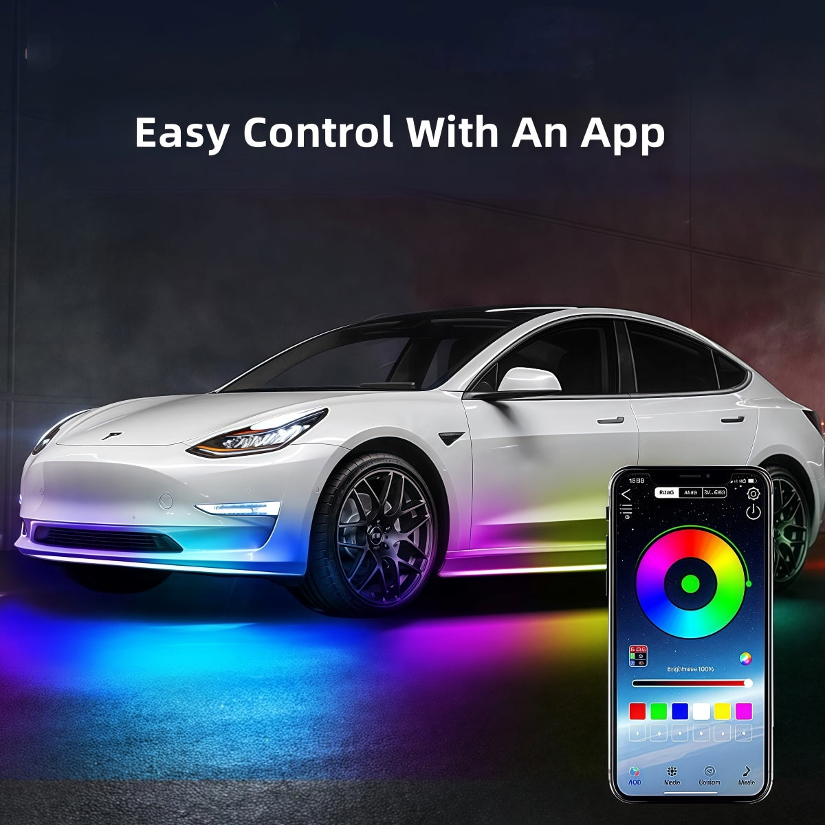 Tesla Model S3XY UnderGlow LED Ground Effects RGB Lighting Kit With App Full Set SmarTesla Wholesale & Installation TESLA Accessories Workshop