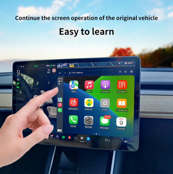 CarSmart Connected Apple Carplay für Tesla Model 3, Y, X, S mit Mini-SIM-Kartensteckplatz, einfache Einrichtung, passend für iOS 10+, Bluetooth-Paare 
