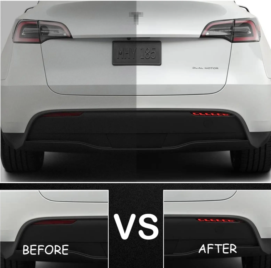Tesla Model Y 2021 - 2024 LED Reflectors Rear Bumper Fog Brake Light R ...