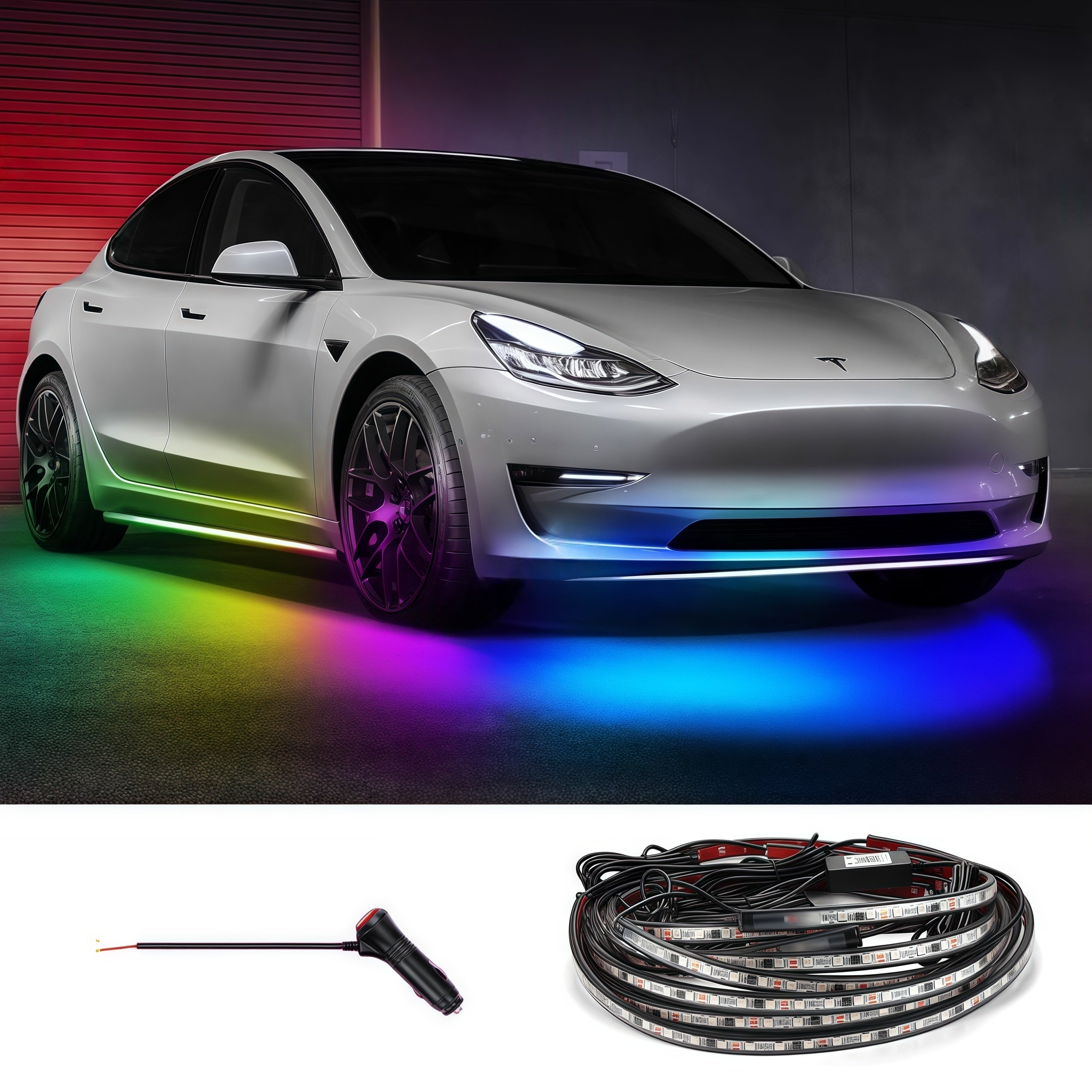 Tesla Model S3XY UnderGlow LED Ground Effects RGB Lighting Kit With App Full Set SmarTesla Wholesale & Installation TESLA Accessories Workshop