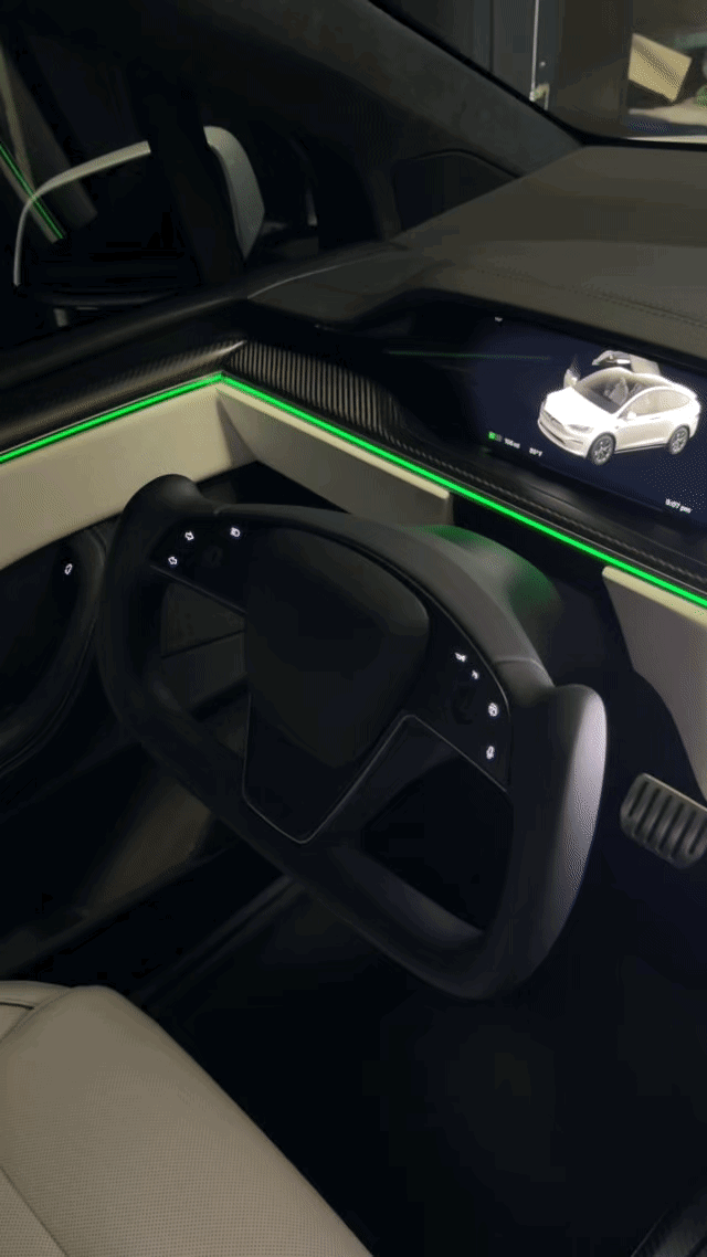 Tesla Model X 2022-2025 Laser Engraving Interior Ambient Lighting with Shifting Gears On Screen