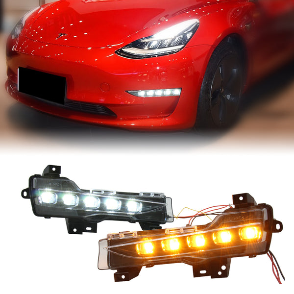 Tesla Model 3/Y 2019-2024 daytime running light Fog Lights With Yellow Signal Light