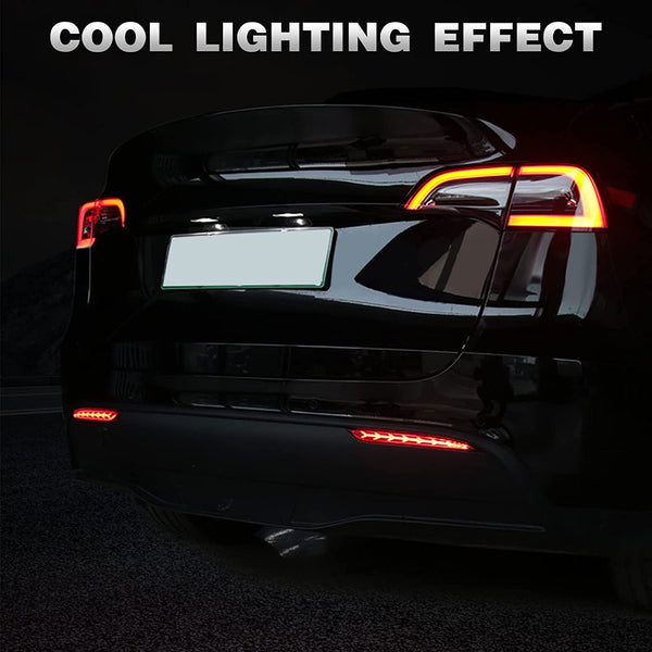 Tesla Model Y  Model 3 Rear Bumper LED Fishbone Fog Light With Turn Signal Function 1 Pair
