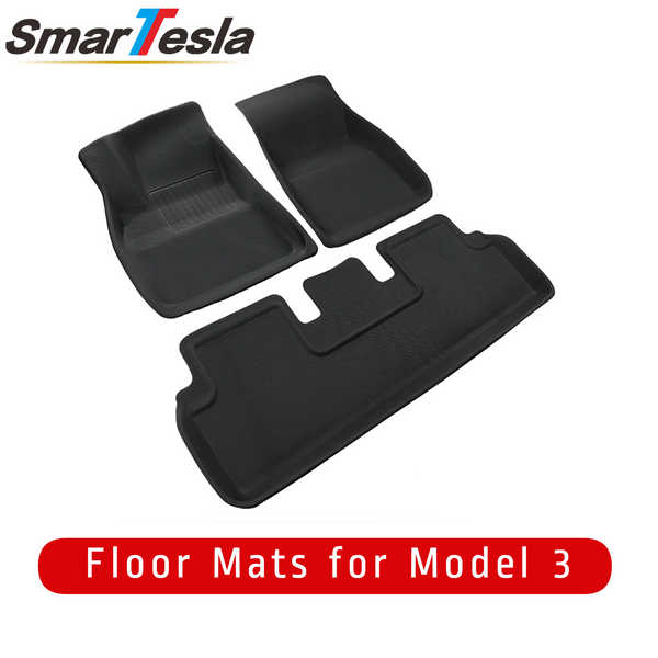 SMARTESLA Tesla Model 3 2018-2023 All Weather Floor Mats 3 Pieces