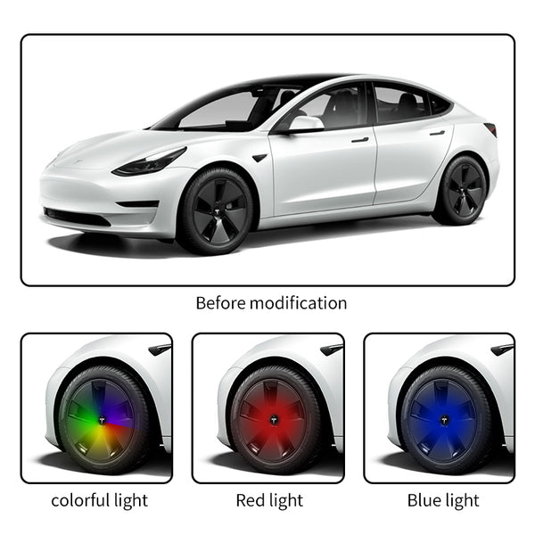 SMARTESLA FLOATING LED Lights Wheel Hub 1 Piece For Tesla Model 3 Model Y Model S Model X