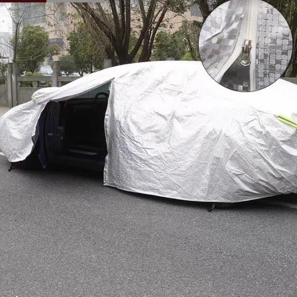 Tesla Model 3 Car Cover Full Car Covers with Zipper Door Heavy Duty Dustproof Windproof Snow UV Heat Protection