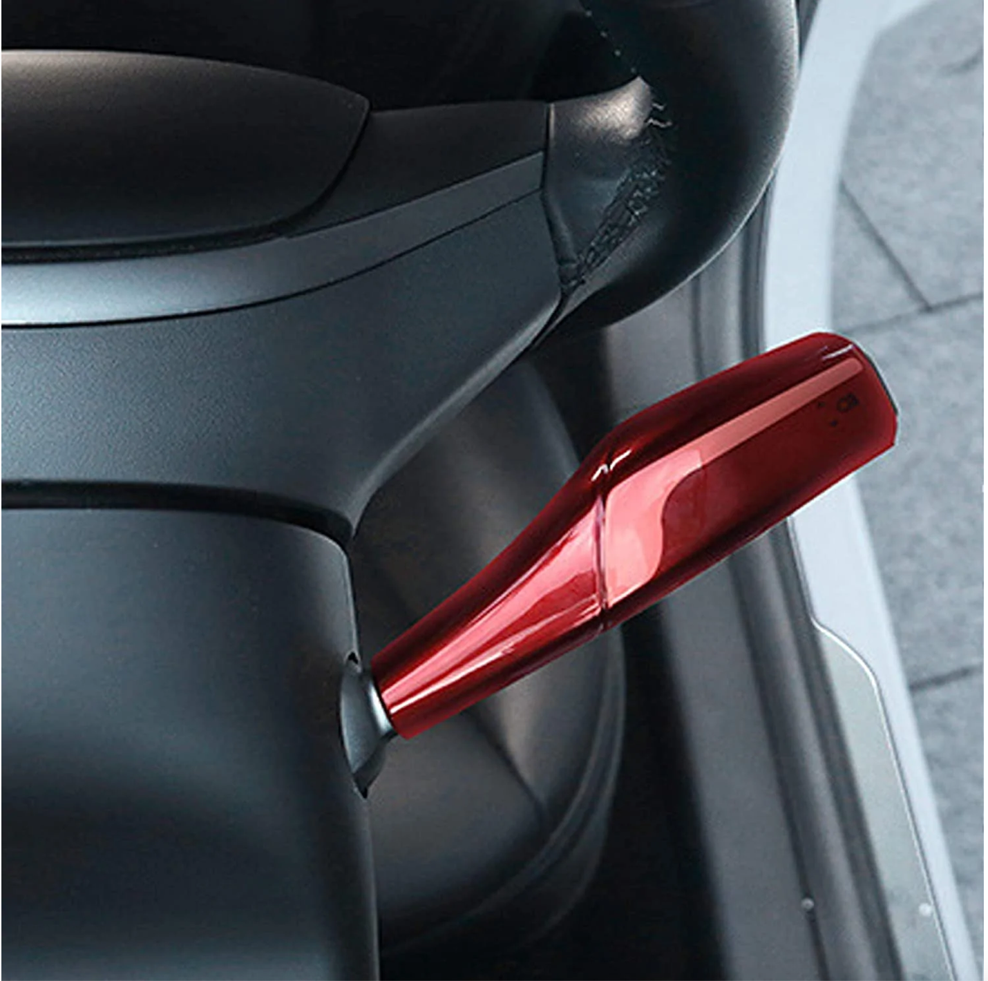 Leeiion Tesla Model 3Y - Cubierta De Palanca De Cambios De Fibra De Carbono Real, 2 Piezas Para Accesorios Interiores 2017 2023 Modelo 3y Rojo