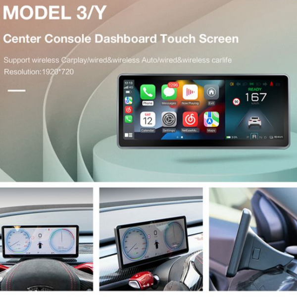 Smartesla 9" Heads-Up-Display CarPlay Android Auto IPS-Touchscreen (Modell 3 &amp; Y) 