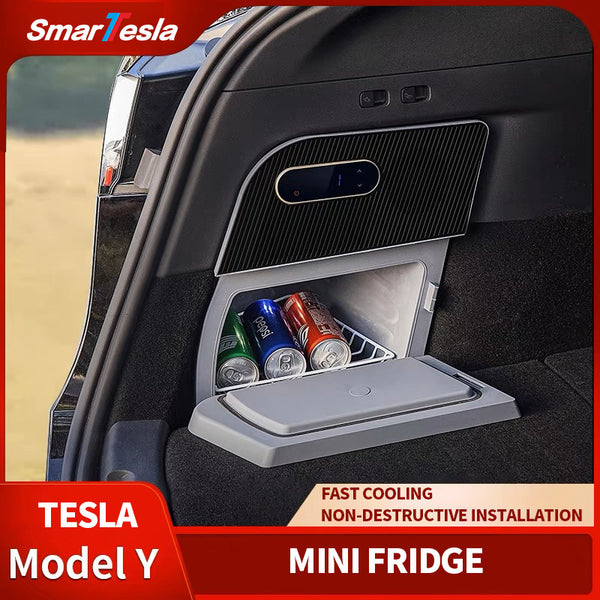 Smartesla Model Y Mini Refrigerator Back Trunk Left Side Space for 5 Seater