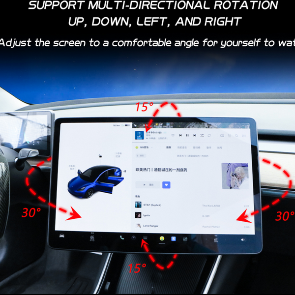 Smartesla Tesla Model 3 Model Y Bildschirm-Schwenkhalterung, Mittelkonsolen-Navigation, originaler silberner Bildschirm, drehbarer Bildschirm-Drehhalter, Upgrade Omni-Directions Version 2