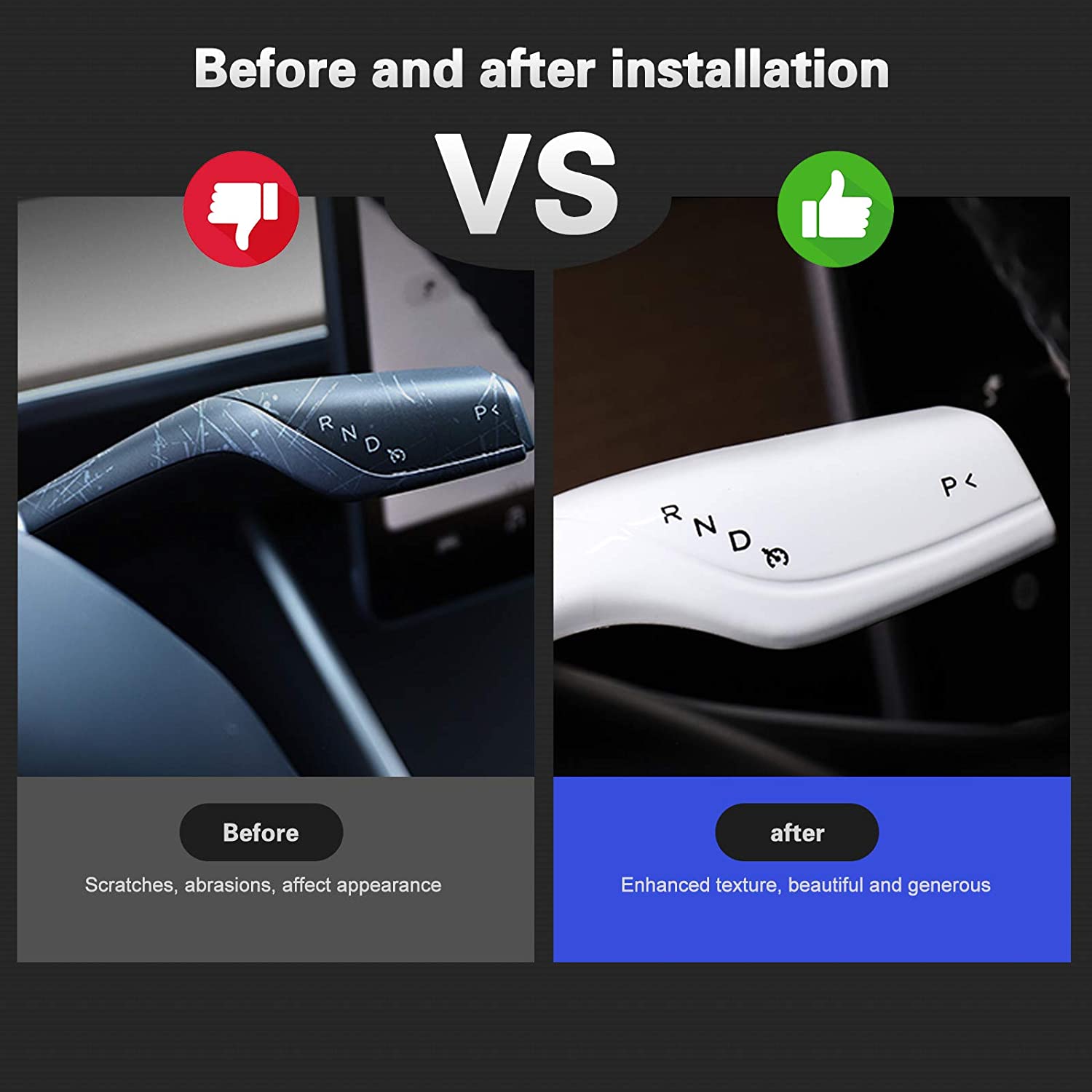 y gear Tesla Model 3 Model Y Lenkhebelabdeckung, Kohlefaser-Schalthebelabdeck – SmarTesla Wholesale & Installation TESLA Accessories Workshop